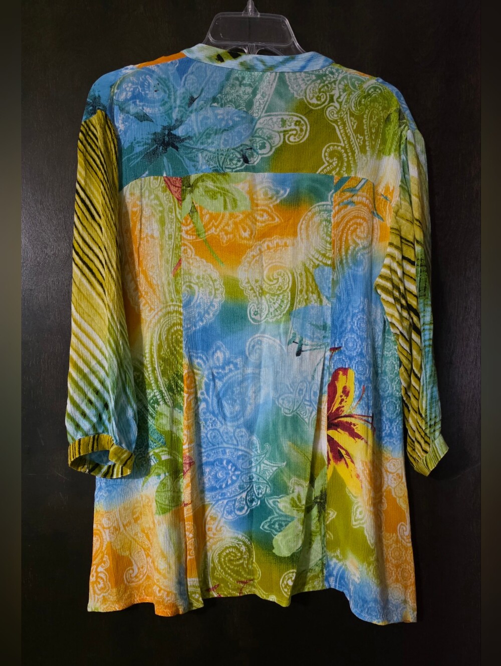 Parsley & Sage Blue Green Orange Paisley Floral V-Neck Tunic Size M - Picture 3 of 7